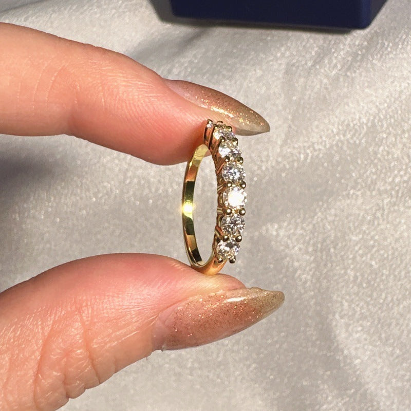 Women's Ruby Sapphire Emerald Moissanite Ring