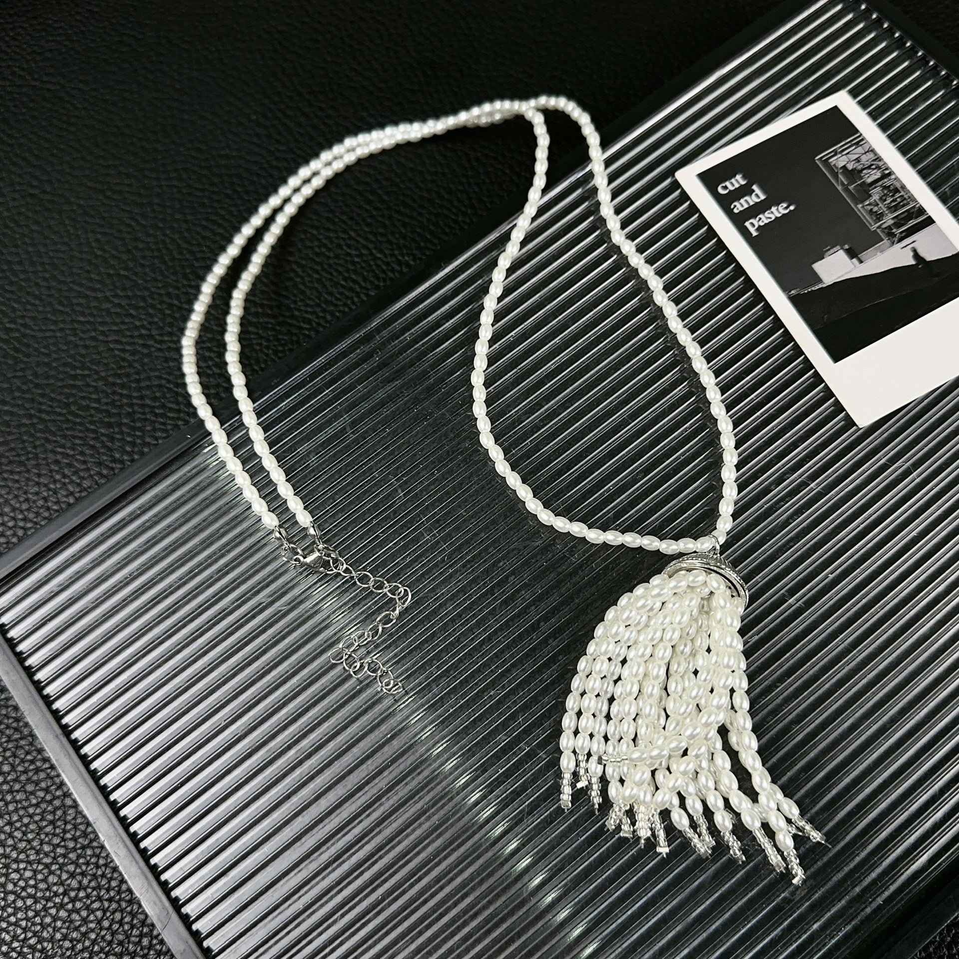 Women's Pearl Tassel Necklace Spring And Summer Long Rice Pearl Necklace