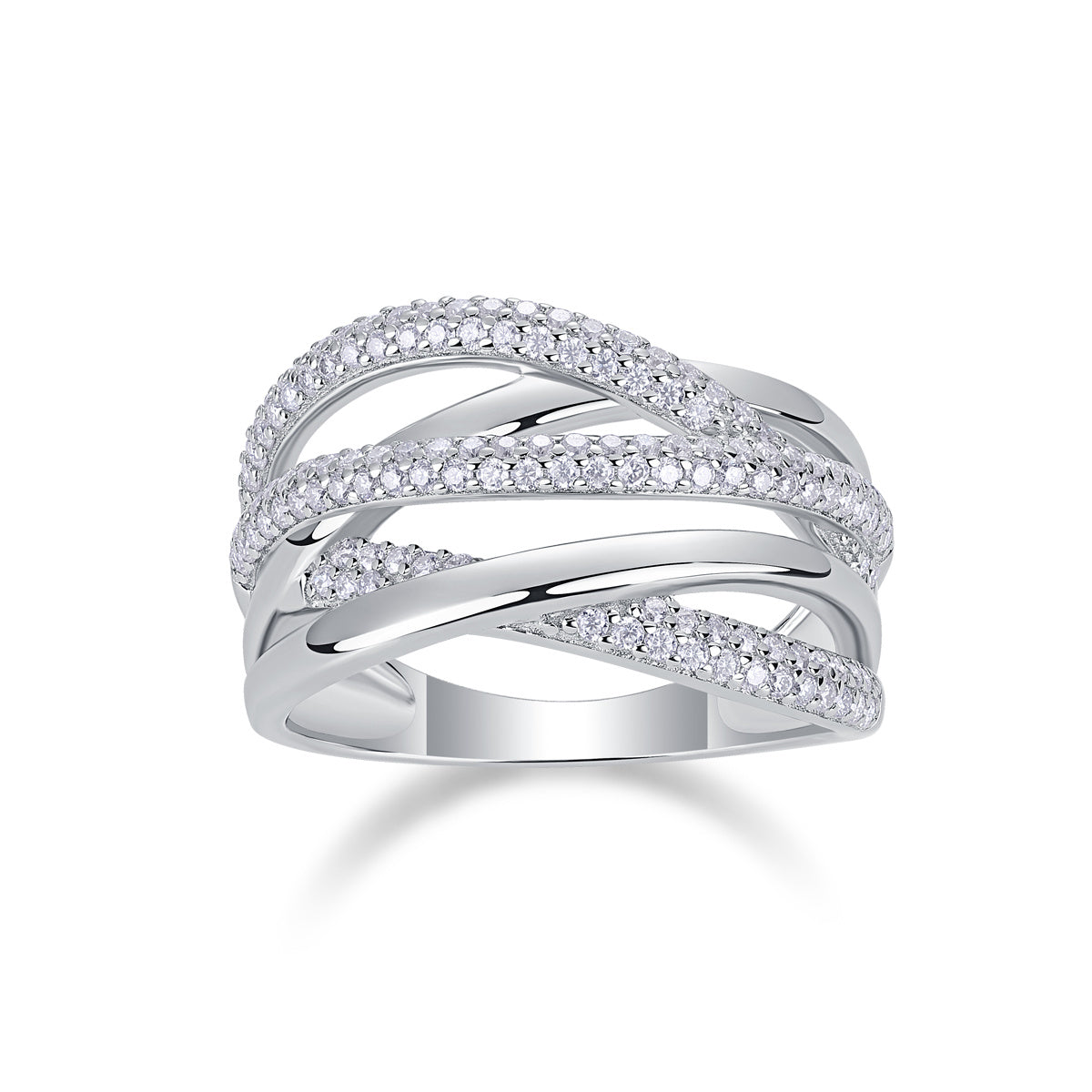Brilliant Interweaving - A Wedding Ring Set With Top-quality Moissanite S925 Silver And Platinum-plated Diamond Can Be Inspected With A Diamond Pen
