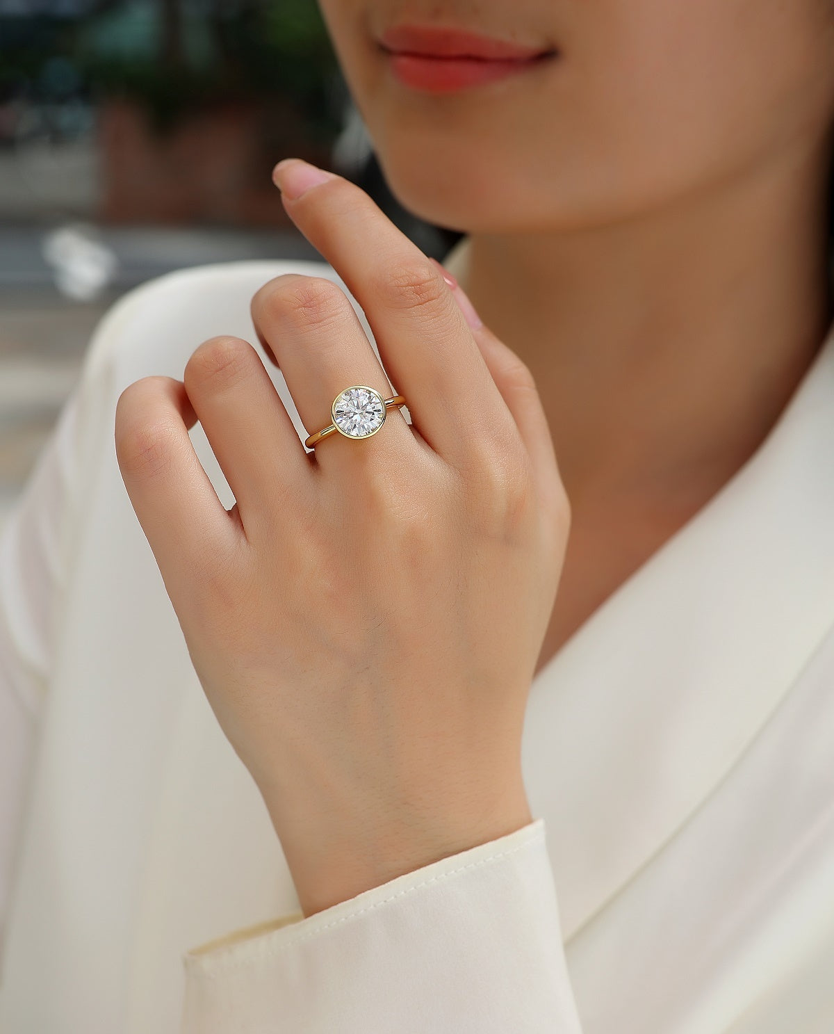 Time Foam - A Diamond Wedding Ring Set With Top-quality Round Moissanite S925 In Silver And Gold-plated. The Ring Can Be Inspected With A Diamond Pen