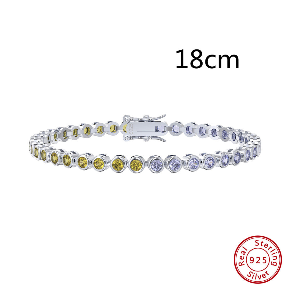 S925 Sterling Silver Two-tone Zircon Fashion All-match Bracelet