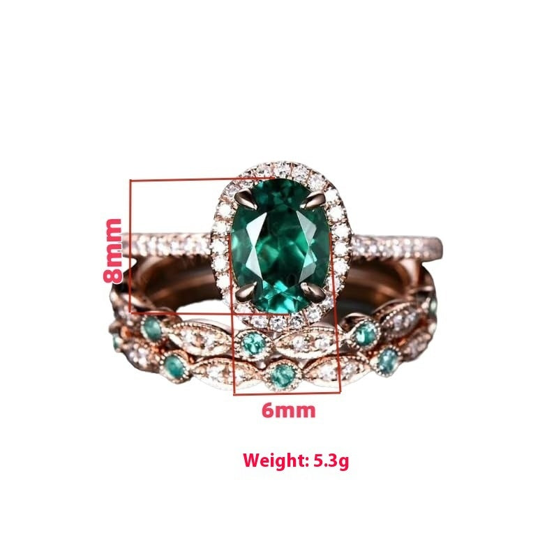 Fashion Personality Three-in-one Emerald Laminated Ring