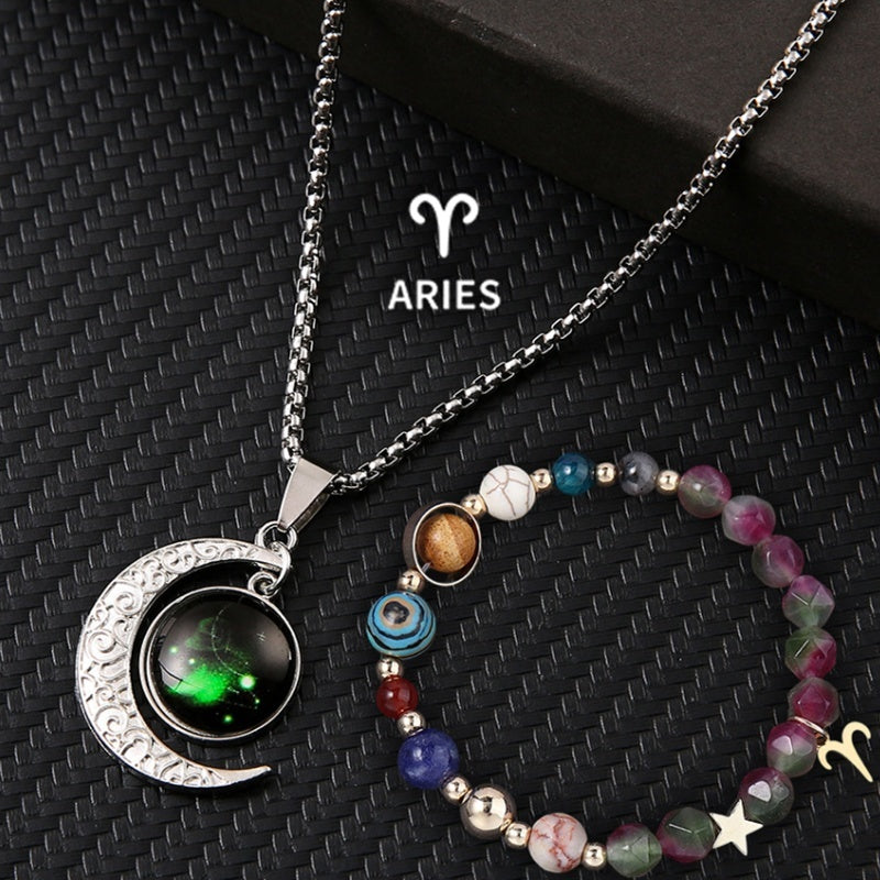 Natural Stone Necklace Set For The 12 Zodiac Signs