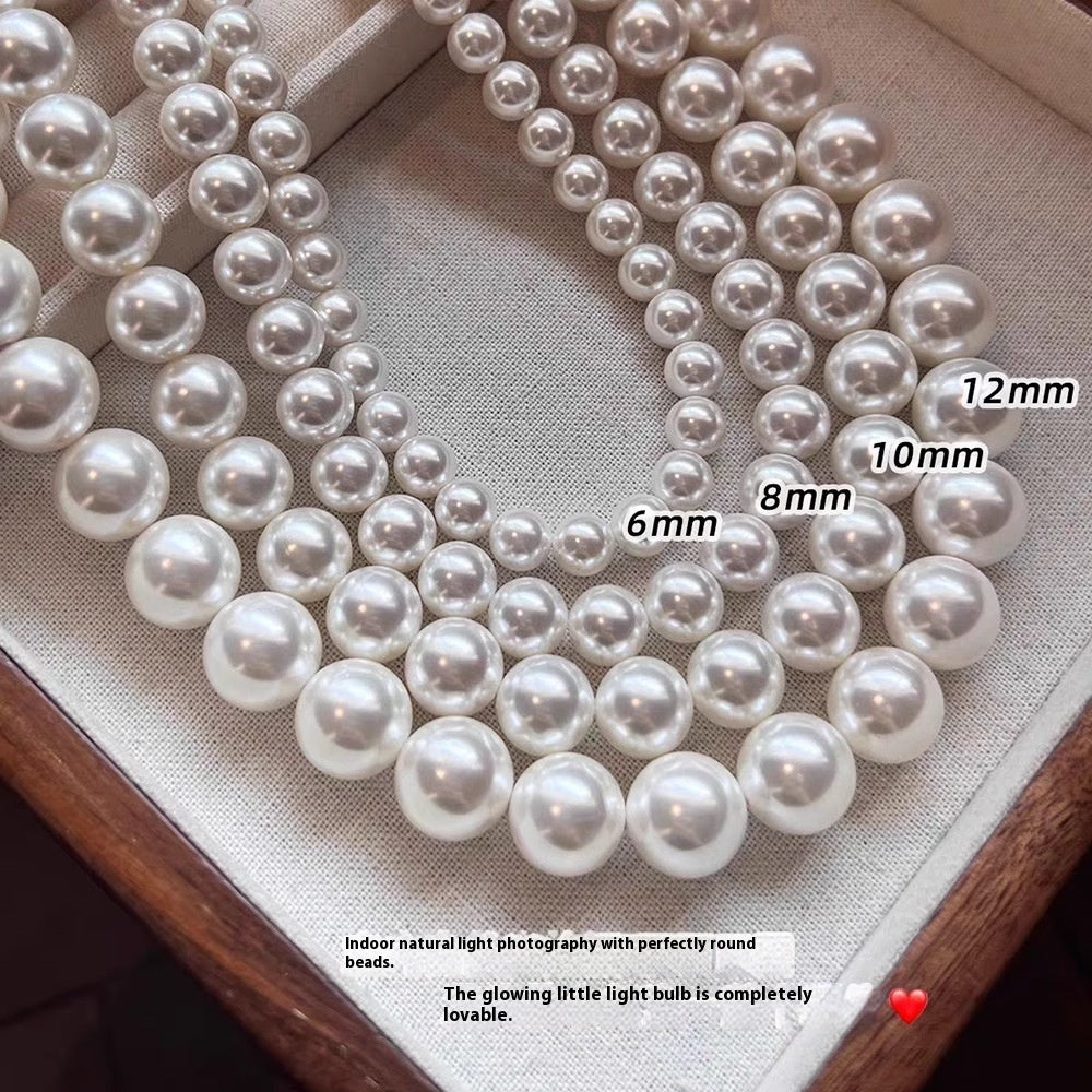 925 Silver Ingot Buckle Strong Light High Quality Shell Pearls Australian White Necklace