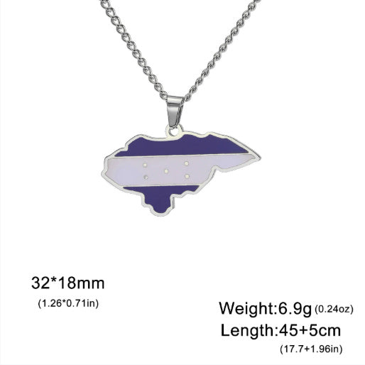 Countries Map Drop Oil Necklace Pendant