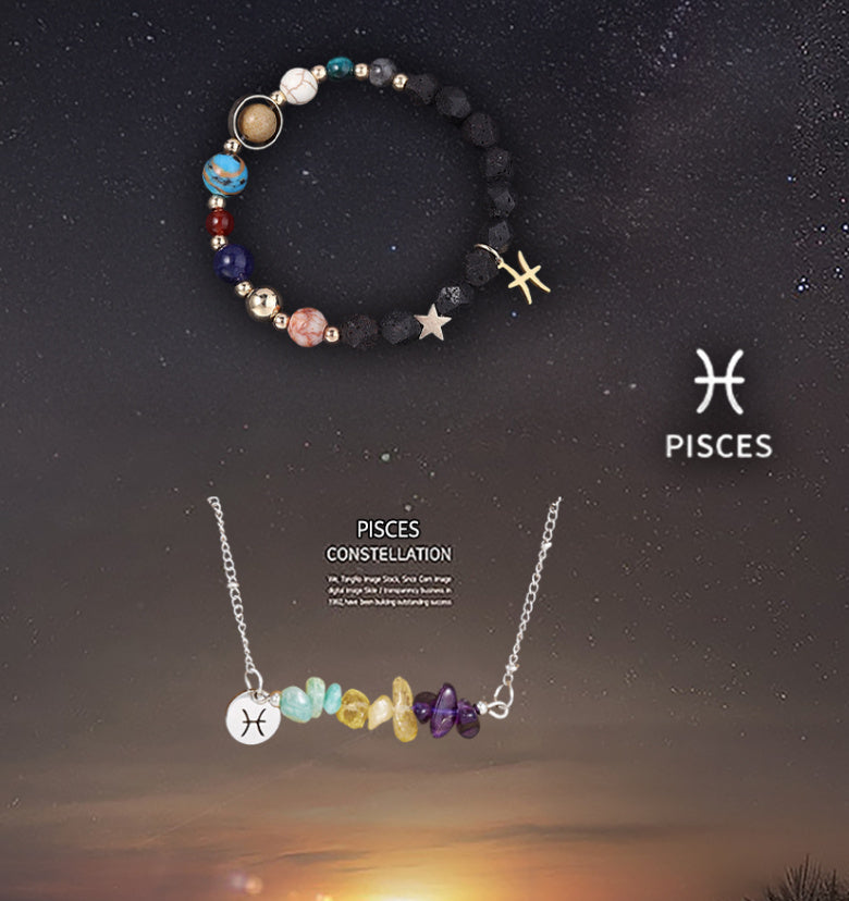 Natural Stone Necklace Set For The 12 Zodiac Signs