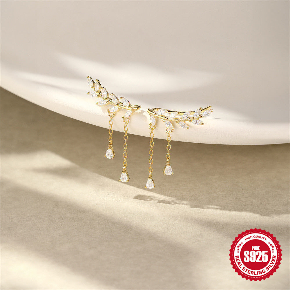 S925 Sterling Silver Tassel Horse Eye Diamond Creative Personality Water Drop Earrings