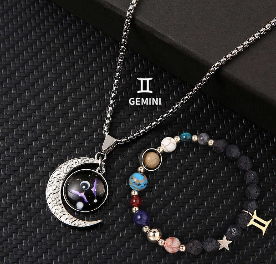 Natural Stone Necklace Set For The 12 Zodiac Signs