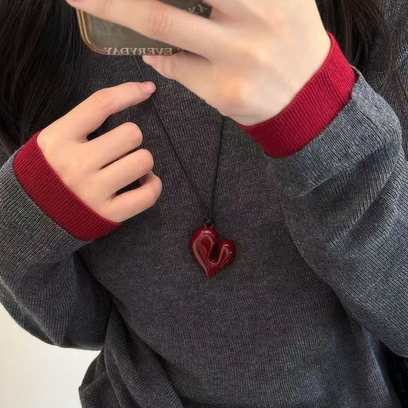 Love Necklace Women's High-grade Black Rope Halter Sweater Chain Adjustable Accessories