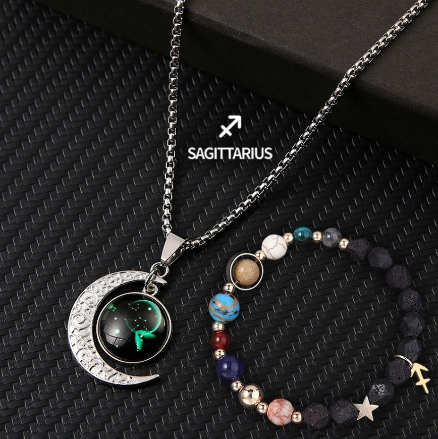 Natural Stone Necklace Set For The 12 Zodiac Signs