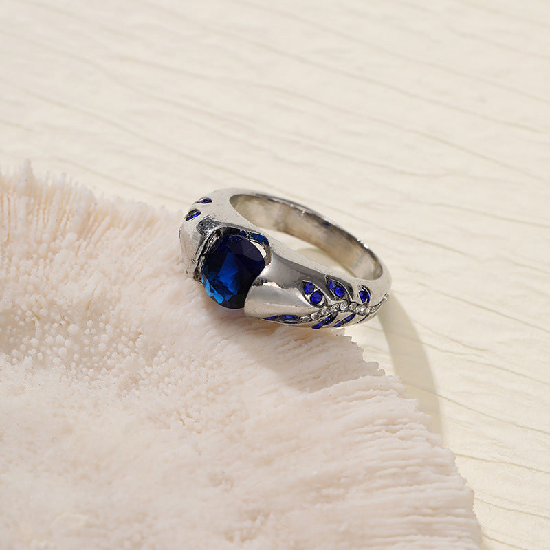 Leaf Style Zirconium Inlaid Ring, Simple And Stylish