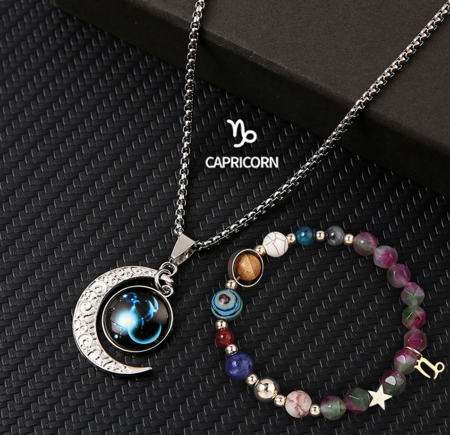 Natural Stone Necklace Set For The 12 Zodiac Signs