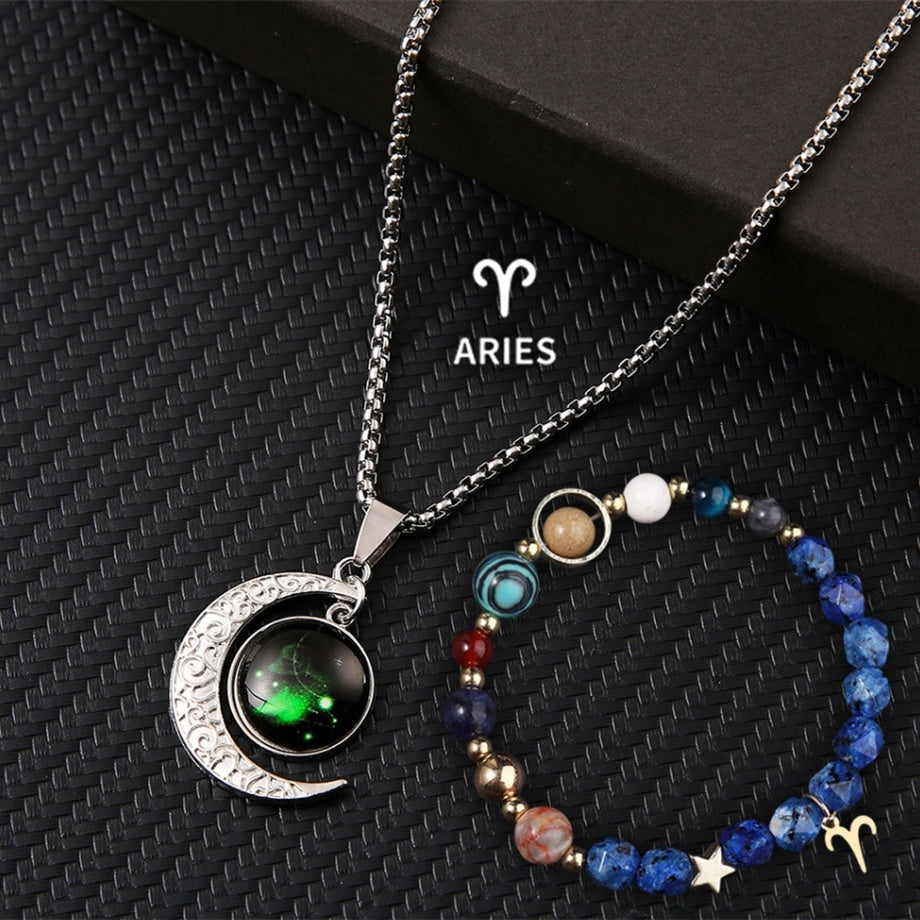 Natural Stone Necklace Set For The 12 Zodiac Signs