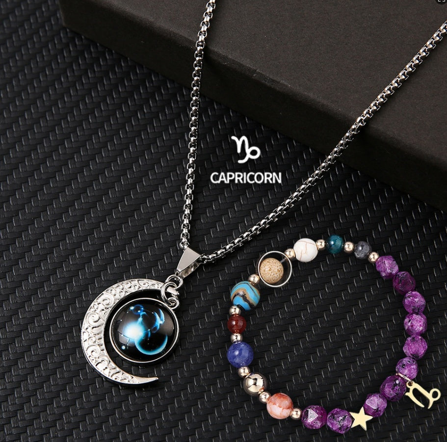 Natural Stone Necklace Set For The 12 Zodiac Signs
