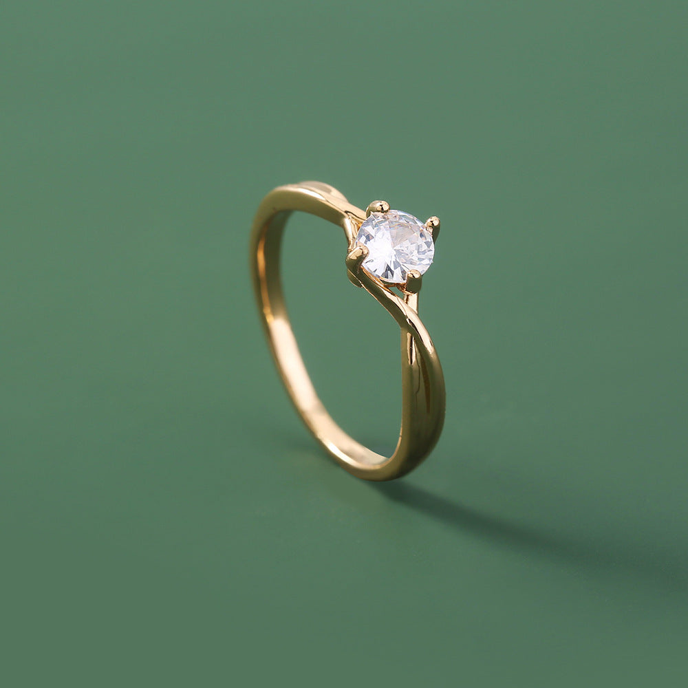 Niche Metal Zircon Ring Gem Ring Adjustable