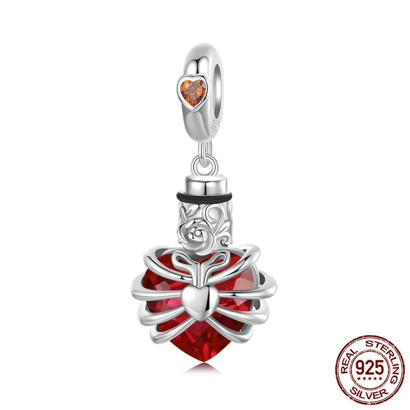 Rose Heart Diy Pendant Parts S925 Silver Beaded