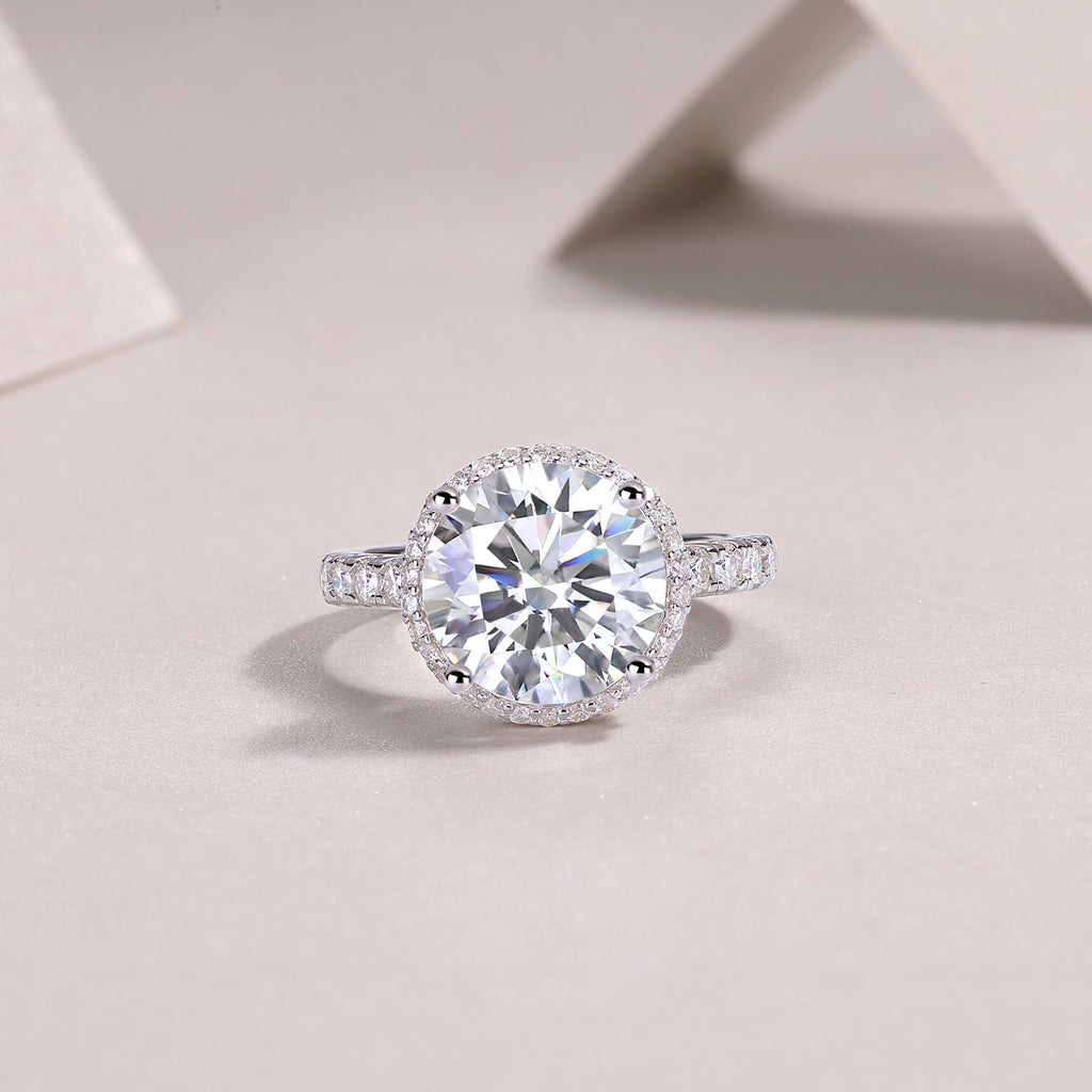 Starry Sky - A Wedding Ring Set With Top-quality 5-carat Moissanite S925 Silver And Platinum-plated Diamond. The Ring Can Be Inspected With A Diamond Pen