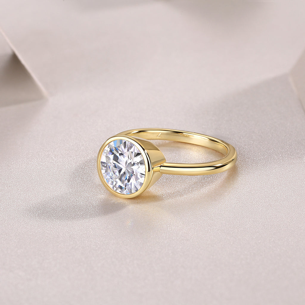 Time Foam - A Diamond Wedding Ring Set With Top-quality Round Moissanite S925 In Silver And Gold-plated. The Ring Can Be Inspected With A Diamond Pen