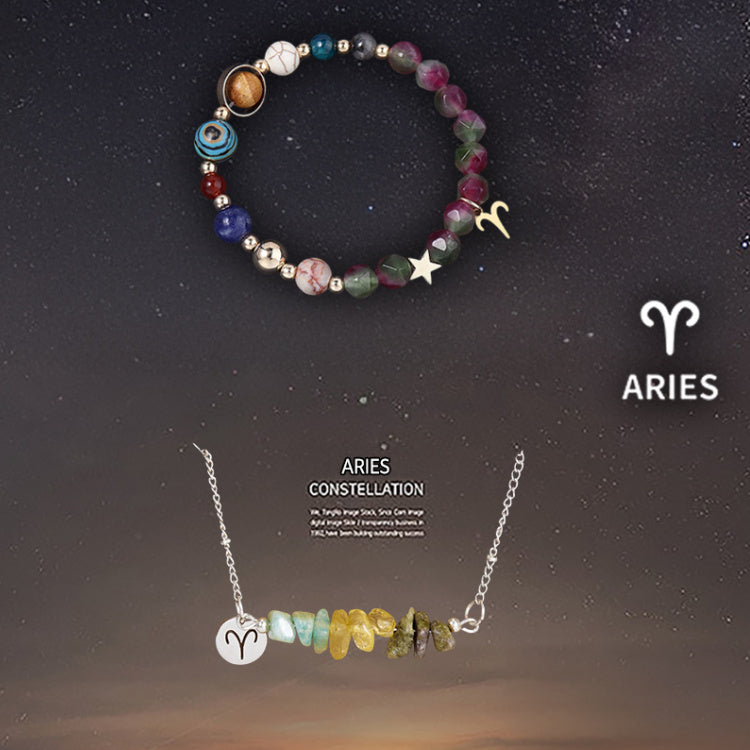 Natural Stone Necklace Set For The 12 Zodiac Signs