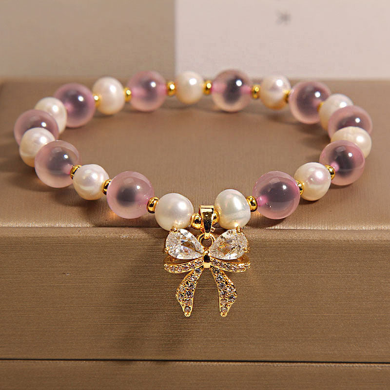 Natural Blue Sugar Heart Agate Bracelet For Women Light Luxury