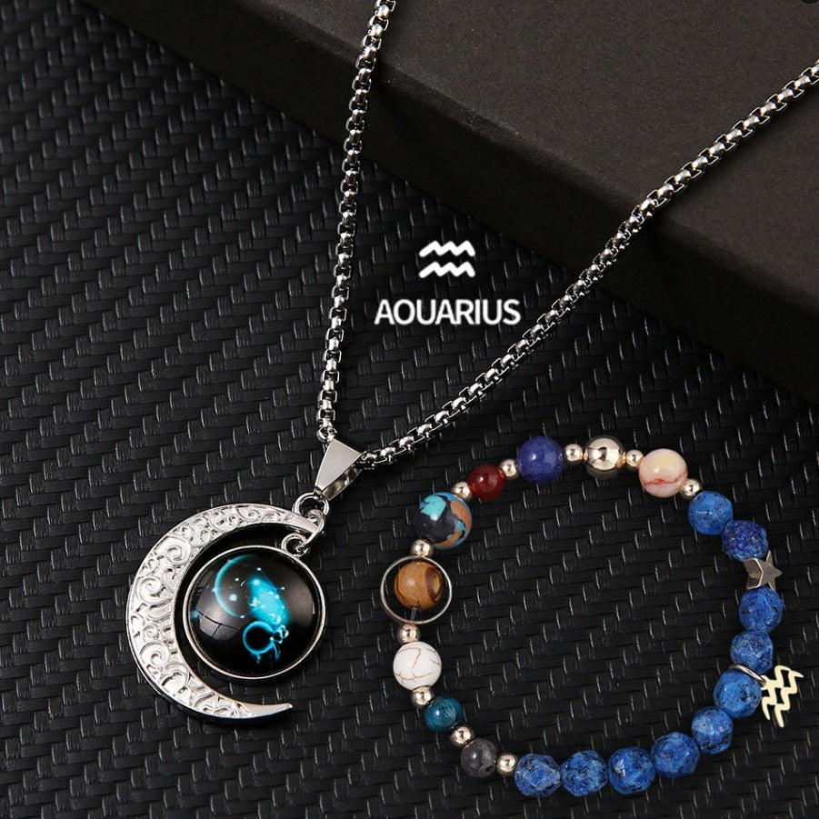 Natural Stone Necklace Set For The 12 Zodiac Signs