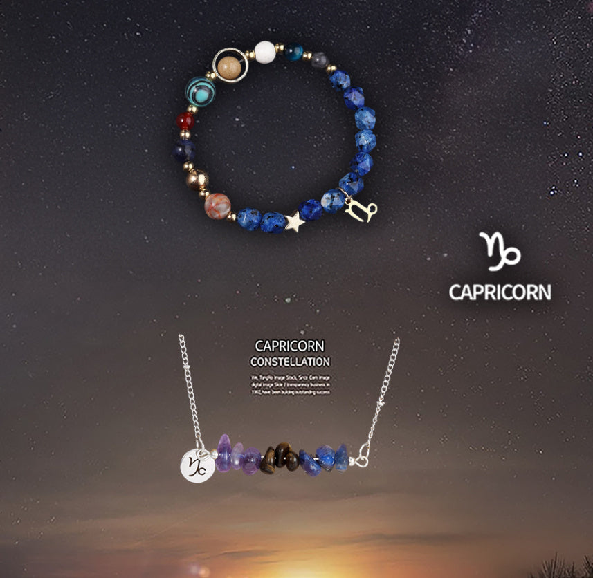 Natural Stone Necklace Set For The 12 Zodiac Signs