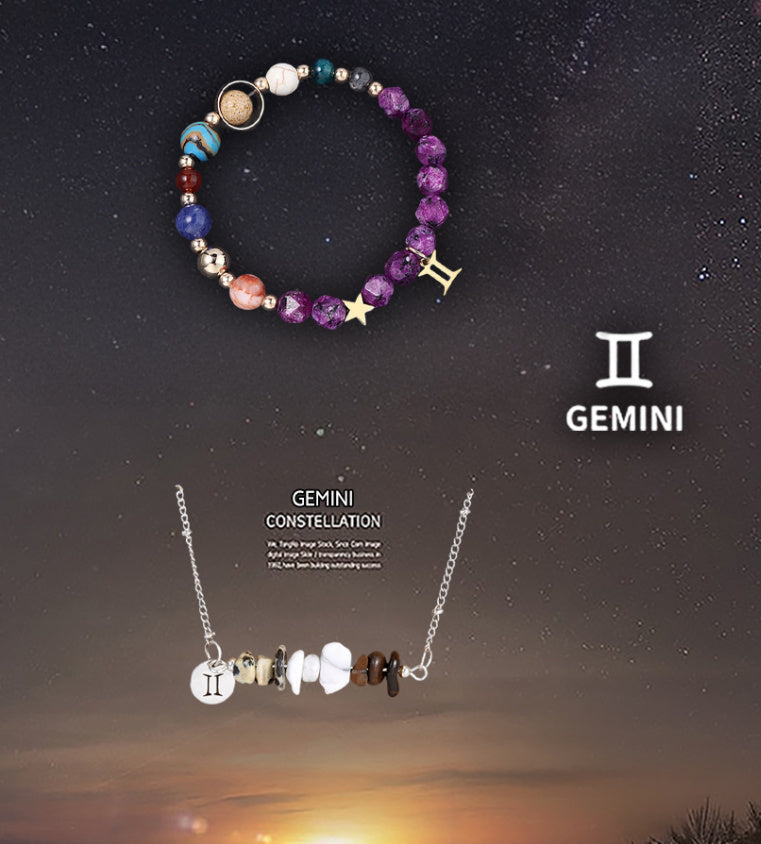 Natural Stone Necklace Set For The 12 Zodiac Signs