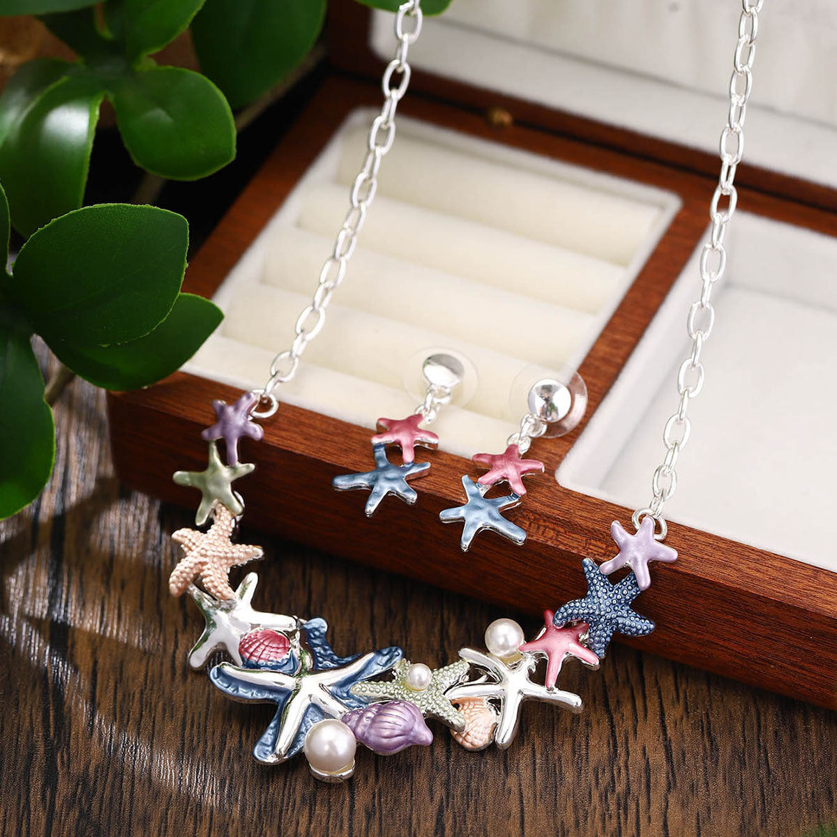 Starfish Shell Jewelry Necklace And Earrings Suite