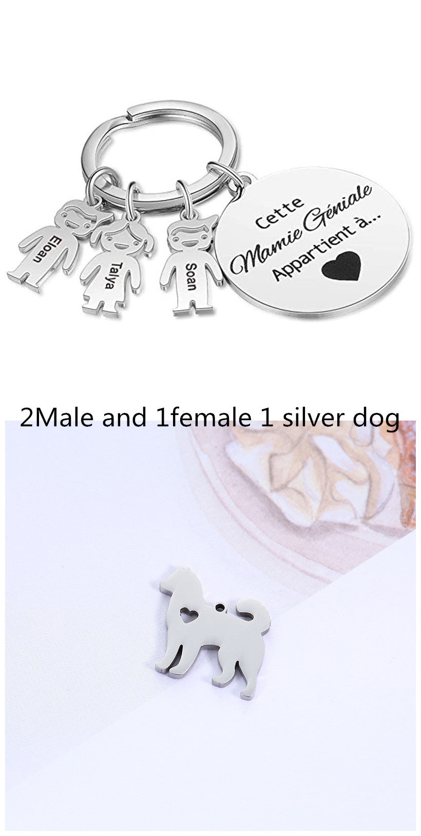 Custom Key Ring Key Accessories Pet Dog Stainless Steel Puppy Hollow Peach Heart Pendant
