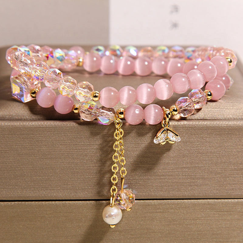 New Chinese Style Opal Double Ring Bracelet Female Light Luxury Minority High Sense