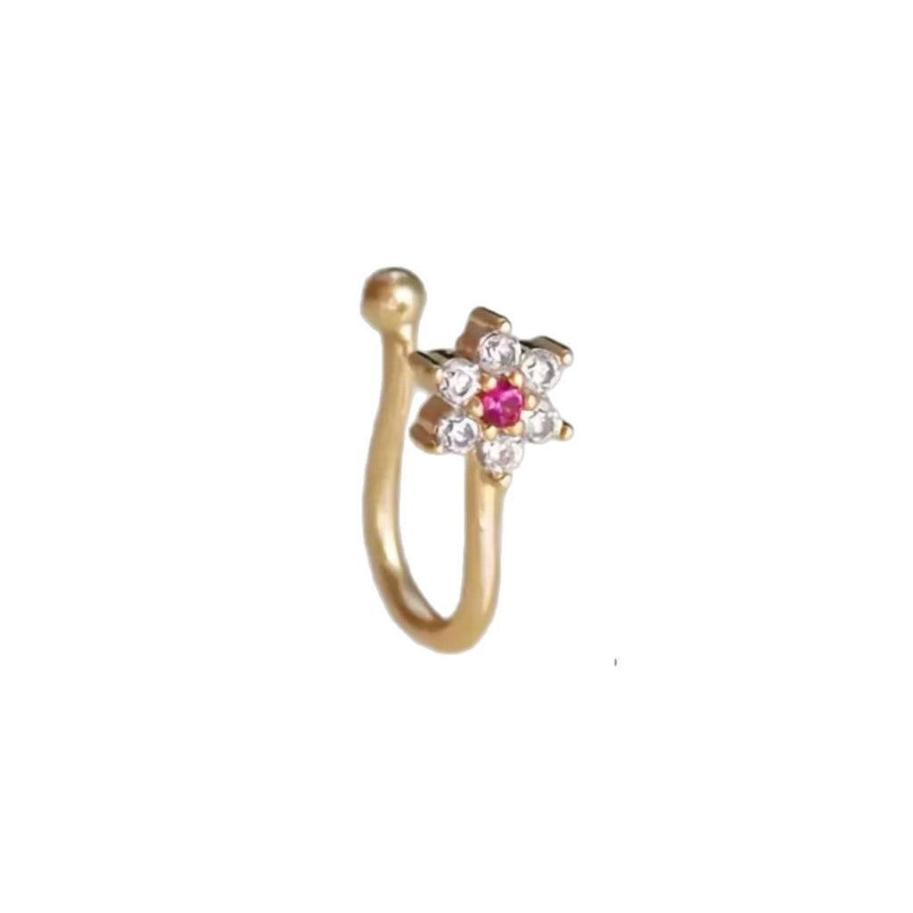 Cross Border Hexagonal Flower Zircon Micro-inlaid U-shaped Micro-inlaid Nose Ring