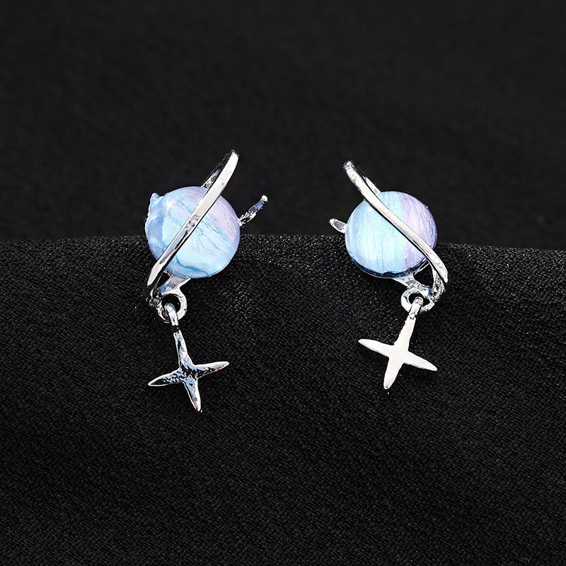 Planet Falling Blue Dream Earrings Metal