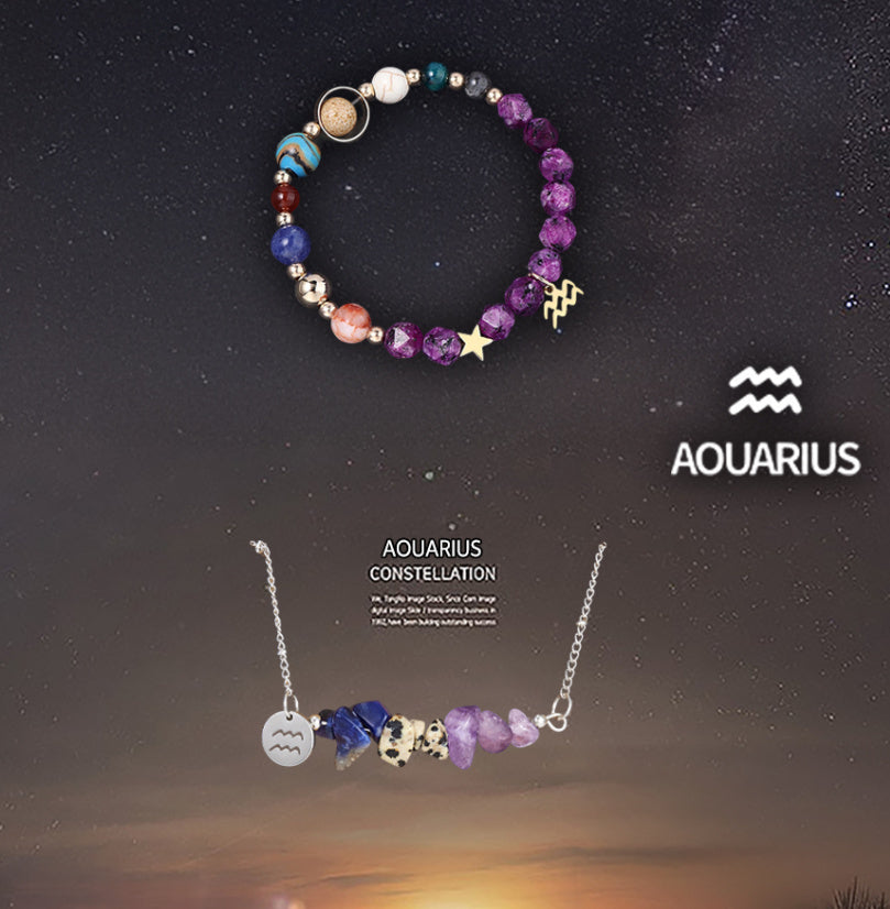 Natural Stone Necklace Set For The 12 Zodiac Signs