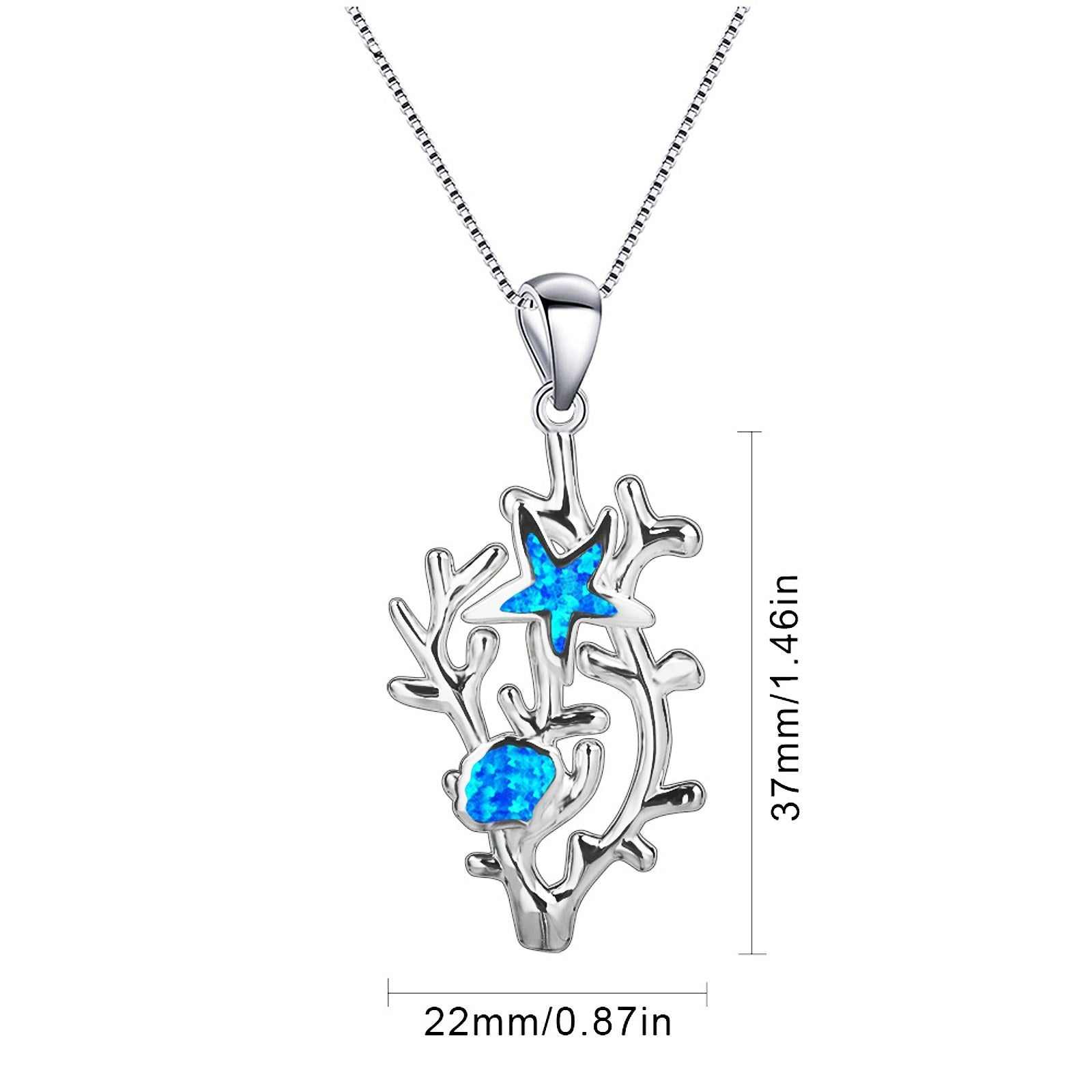 Blue Sea Cucumber Pendant With Opal Necklace