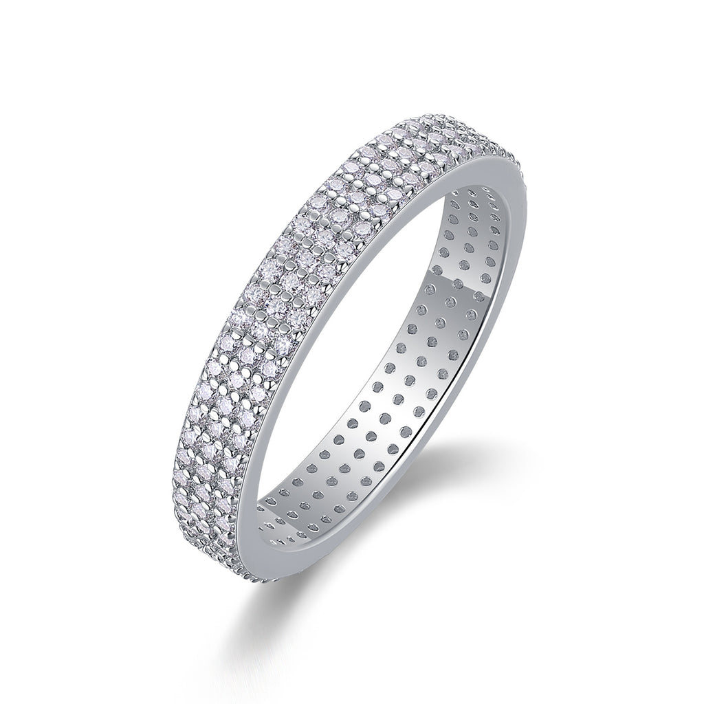 Light Up The Time - A Wedding Ring Set With Top-quality Moissanite S925 Silver And Platinum-plated Diamond Can Be Tested With A Diamond Pen