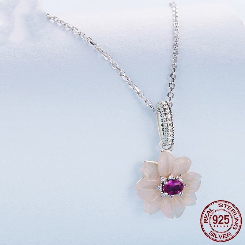 Eternal Flower S925 Sterling Silver Pendant Parts Beaded