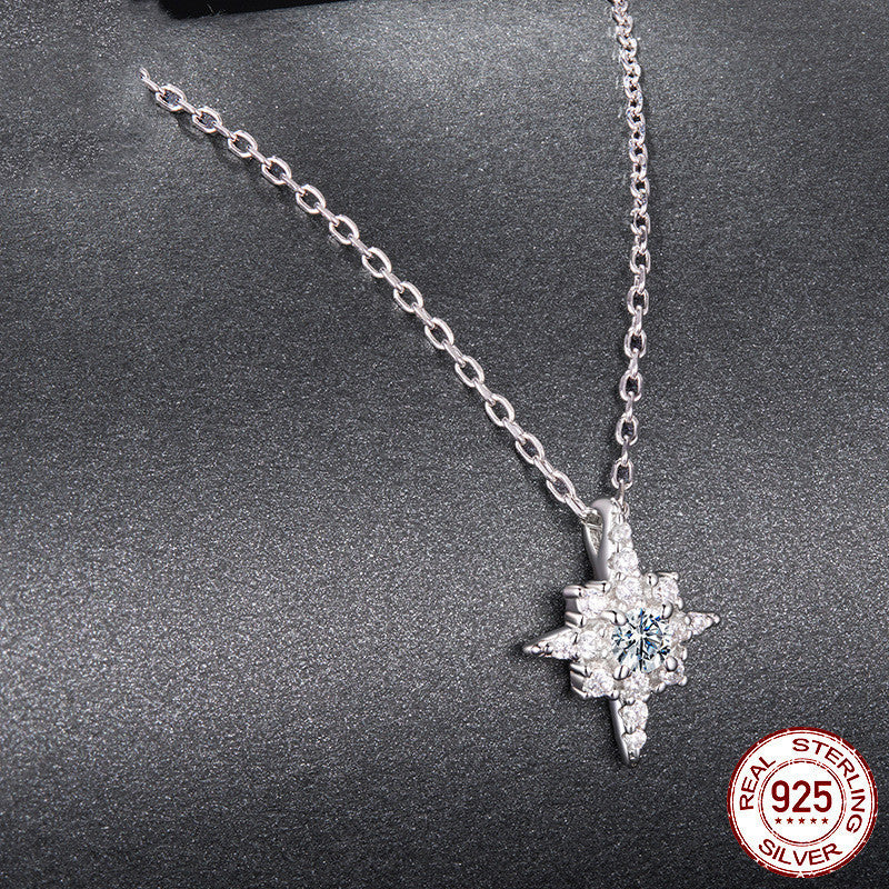 Original D Color Shining Moissanite Eight-pointed Stars Necklace