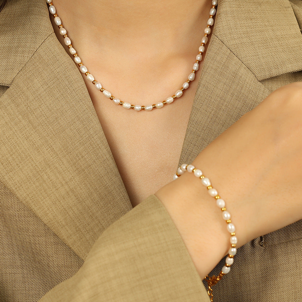 Women's Pearl Bracelet Niche Style Bracelet All-match Fashion Necklace, Bracelet Set