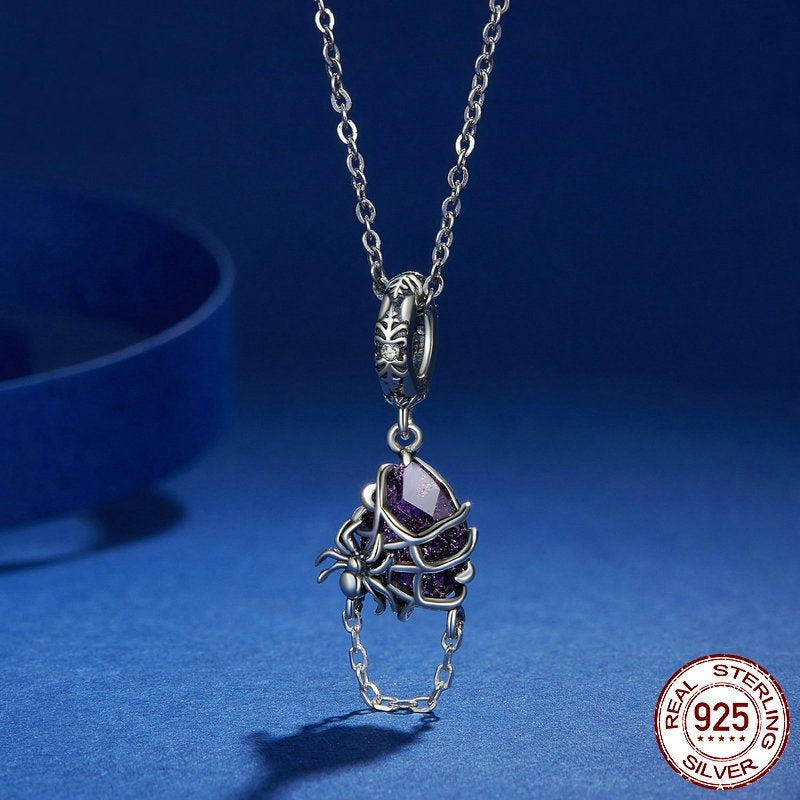 Halloween Spider Diy Bracelet Necklace Pendant S925 Silver Beaded
