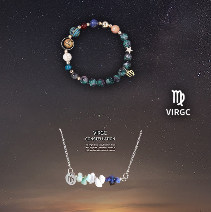 Natural Stone Necklace Set For The 12 Zodiac Signs