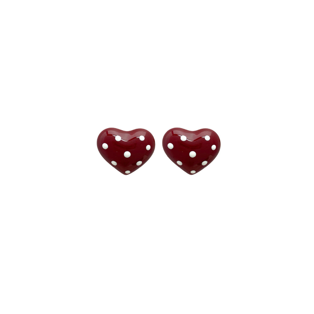 Red Drip Glaze Love Ear Clip No Piercing Stud Earrings