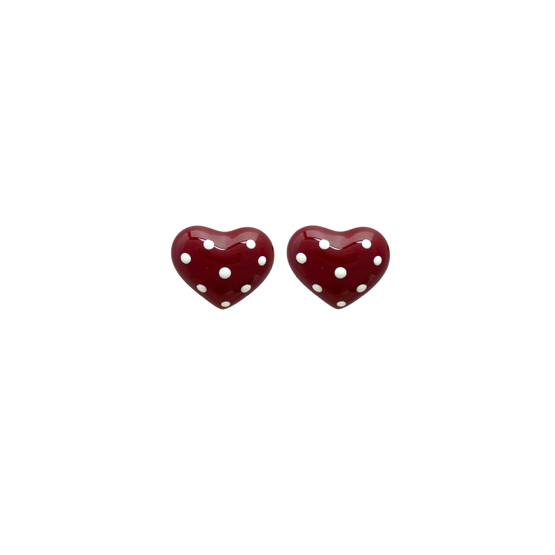 Red Drip Glaze Love Ear Clip No Piercing Stud Earrings
