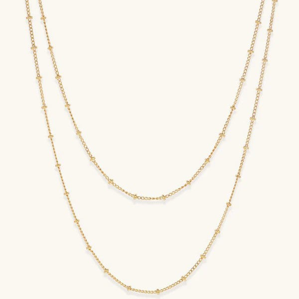 Double-layer Clip Beads Stainless Steel Plated 18K Gold Necklace