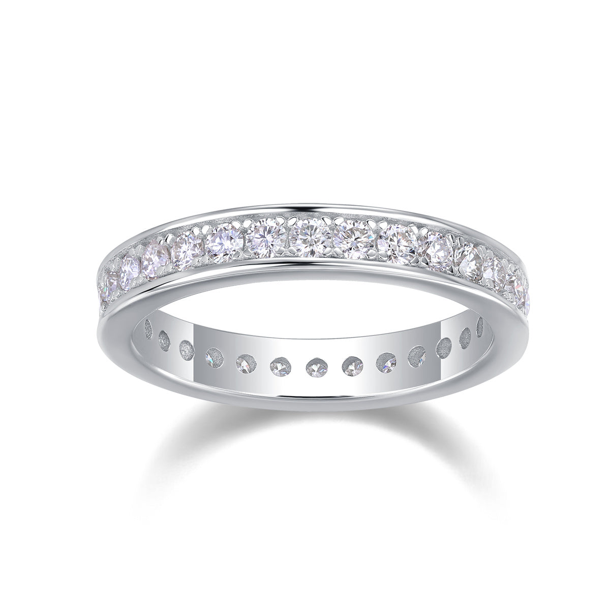Trajectory - Set With Top-quality Moissanite S925 Silver And Platinum-plated Diamond Wedding Ring, The Ring Can Be Tested With A Diamond Pen In Gold And Rose Gold