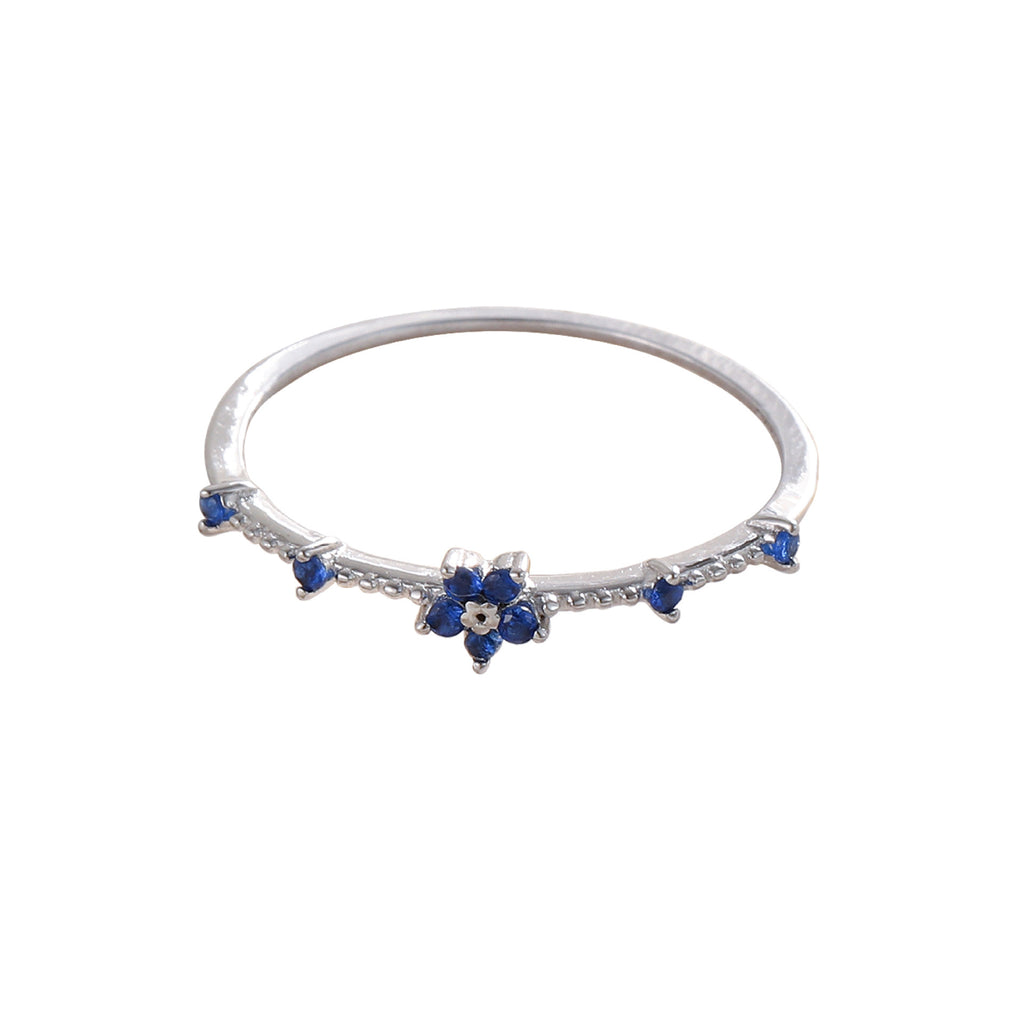 Women's Micro-inlaid Blue Zircon Flower Ring