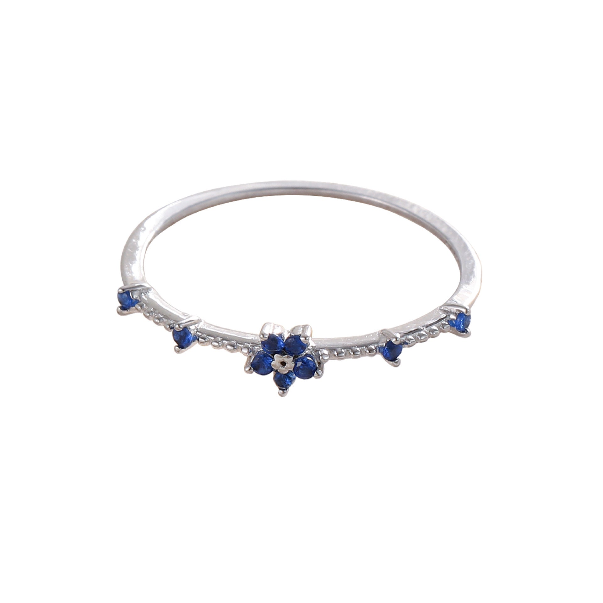 Women's Micro-inlaid Blue Zircon Flower Ring