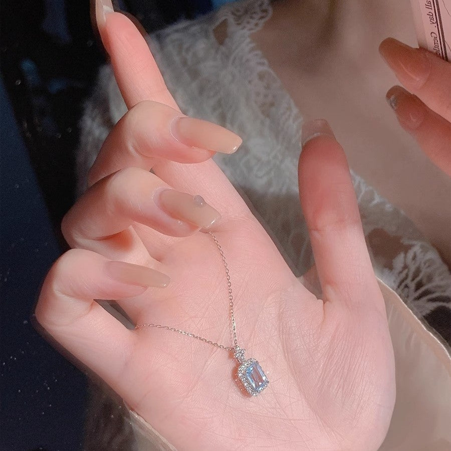 Blue Sea Shining Diamond Necklace High-end Versatile