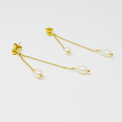 Freshwater Pearls On Dangle Earrings
