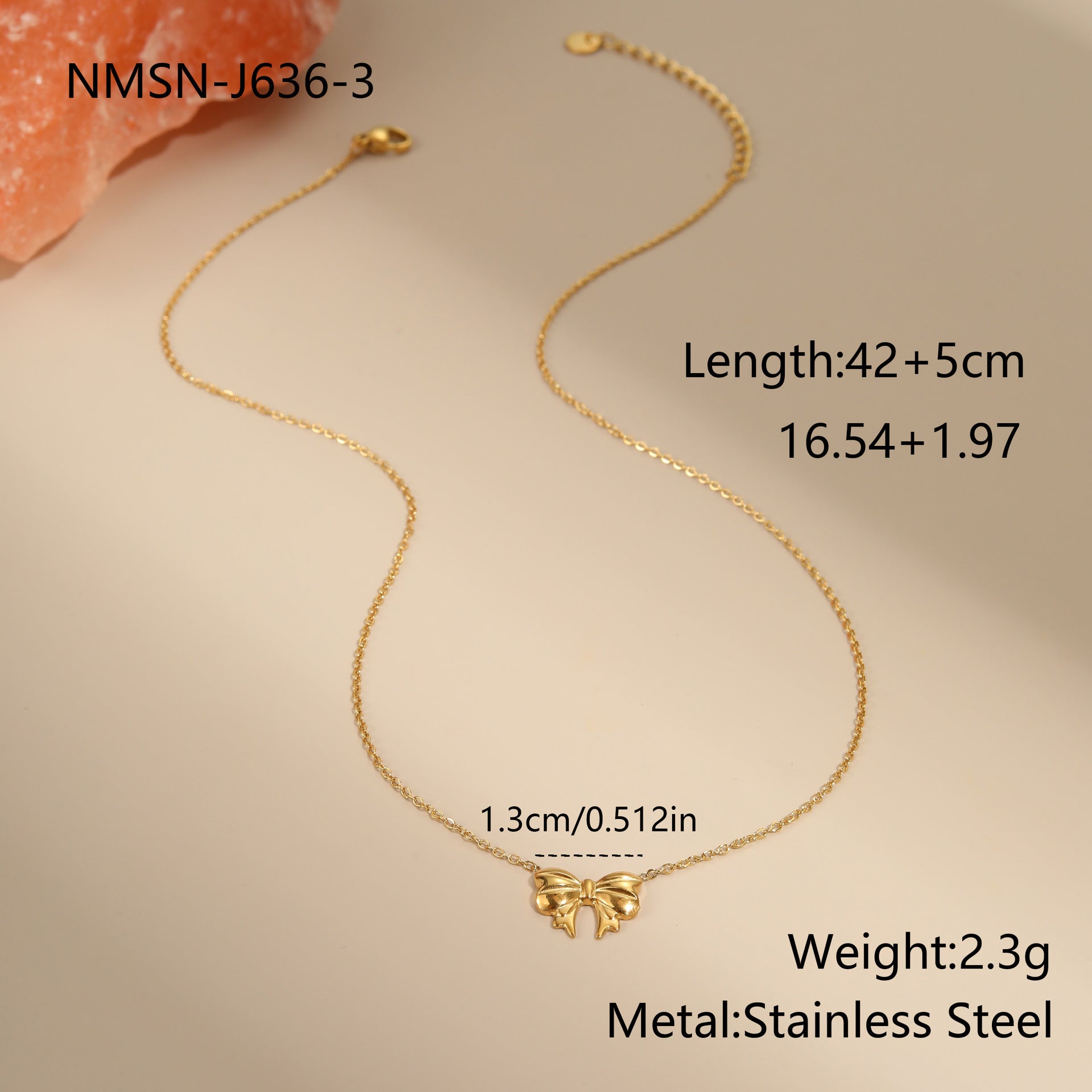 Bow Stainless Steel Necklace Gold-plated Design Light Luxury