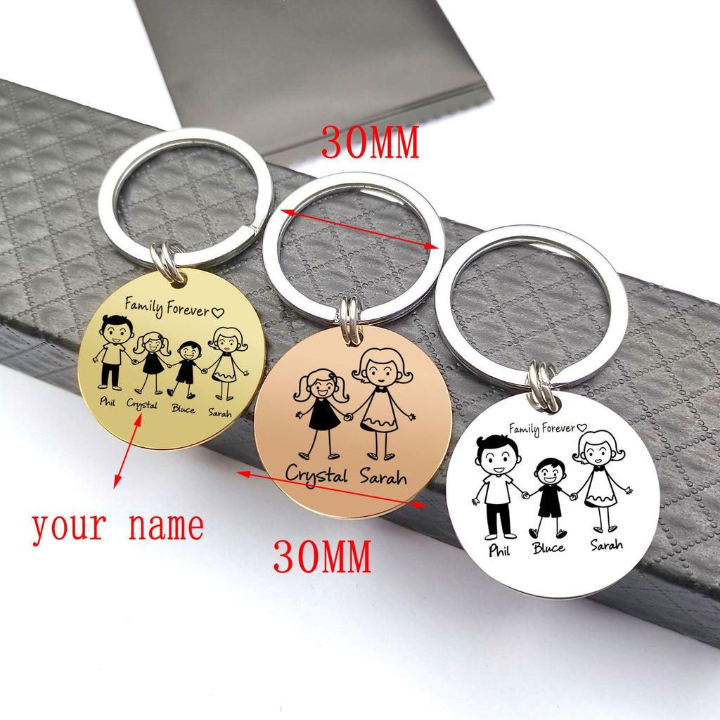 Customized Family Stainless Steel Key Ring